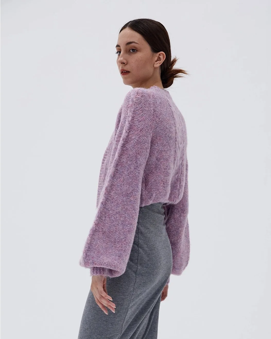 Mathilde Lavender Cropped Cardigan