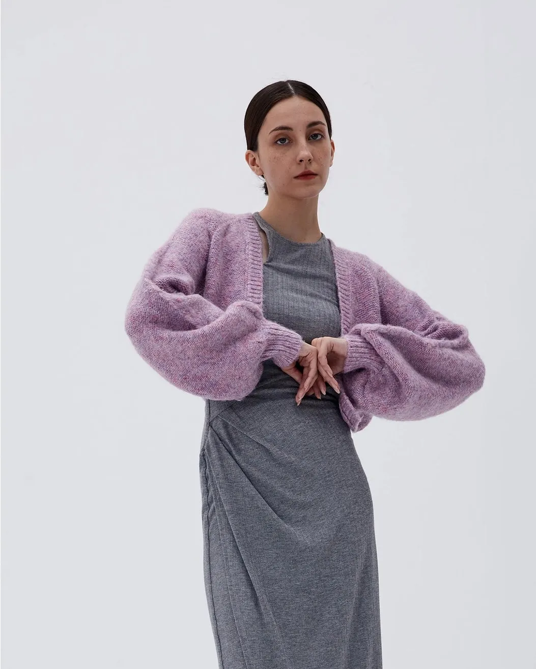 Mathilde Lavender Cropped Cardigan