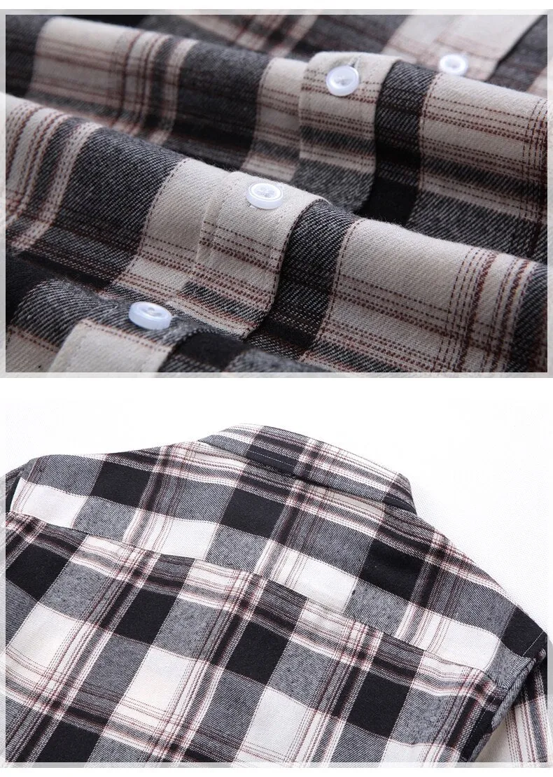 Men's Dress Shirts Long Sleeve Casual Plaid Office Slim Fit Chemise Homme Clothing Vintage Clothes Streetwear