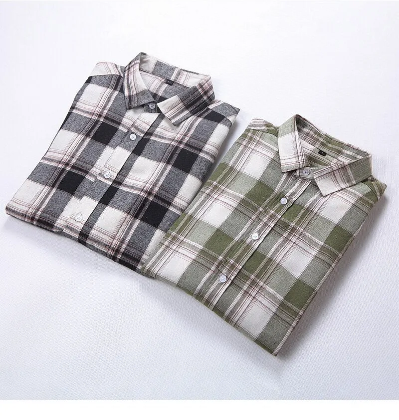 Men's Dress Shirts Long Sleeve Casual Plaid Office Slim Fit Chemise Homme Clothing Vintage Clothes Streetwear