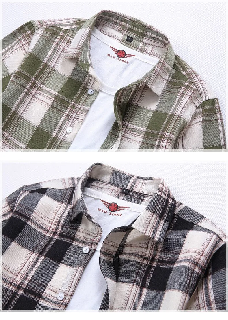 Men's Dress Shirts Long Sleeve Casual Plaid Office Slim Fit Chemise Homme Clothing Vintage Clothes Streetwear