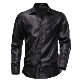 Men's Floral Black Dress Shirts Stylish Long Sleeve Steampunk arty Club Bar Social Shirt Chemise Homme