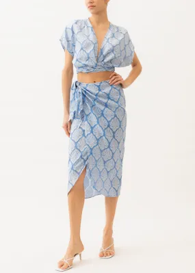 Nora Blue Jacquard Pareo Skirt