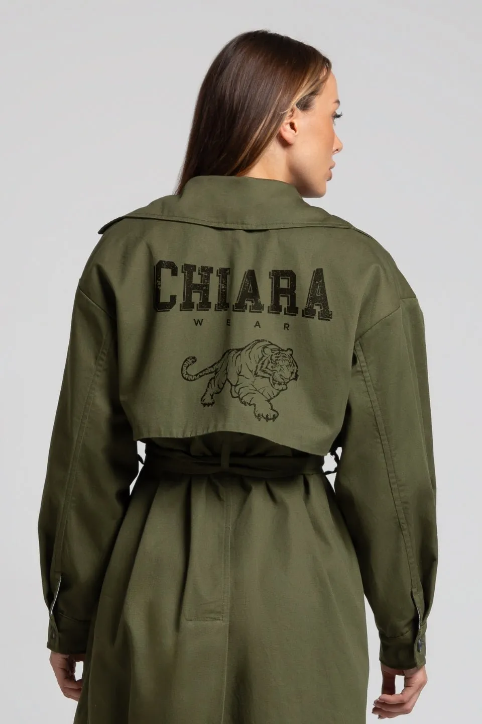 Paszcz trencz nadruk CHIARA - khaki