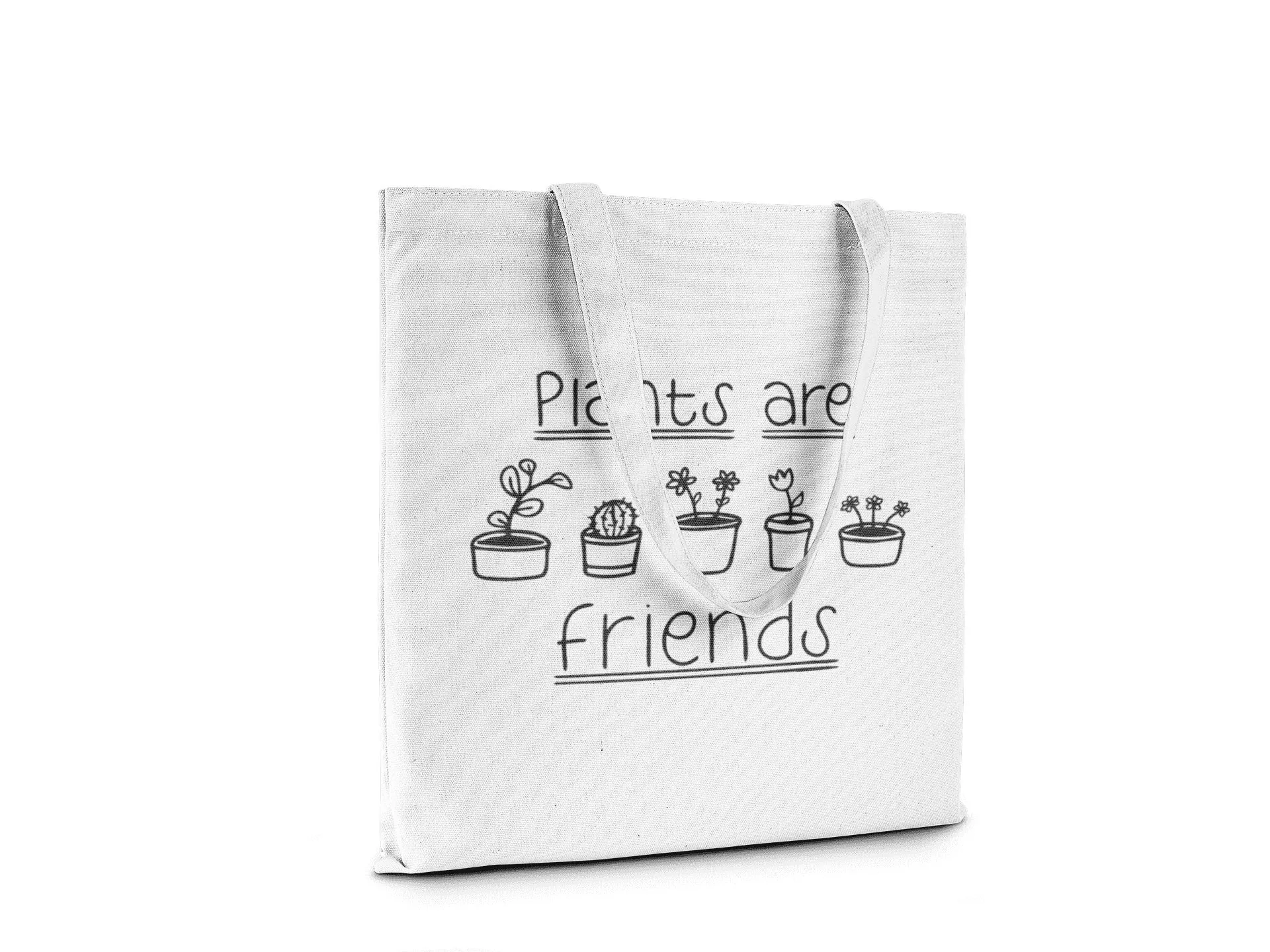 Plants are Friends || Organic Cotton Shoulder Tote Bag