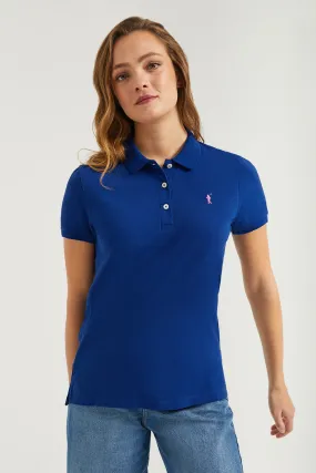 Polo de manga corta piqué azul royal con logo Rigby Go