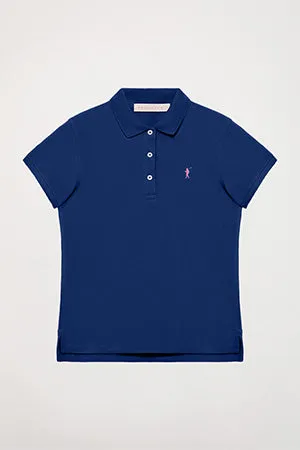 Polo de manga corta piqué azul royal con logo Rigby Go