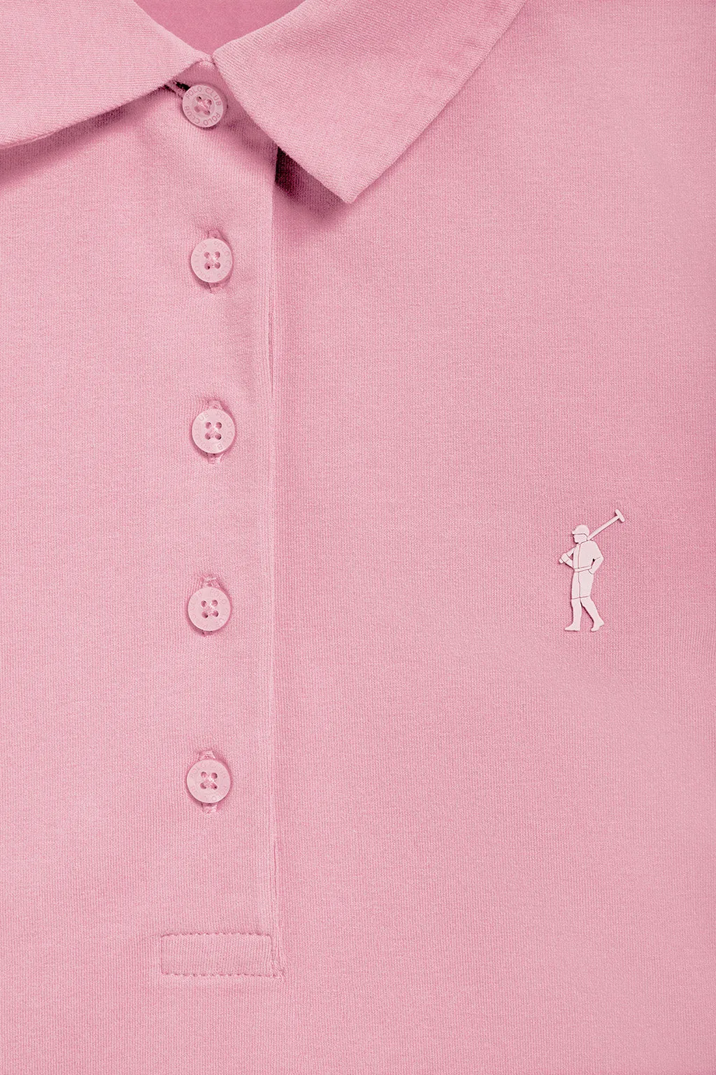 Polo Pereira rosa de cinco botones de mujer con logo engomado Rigby Go