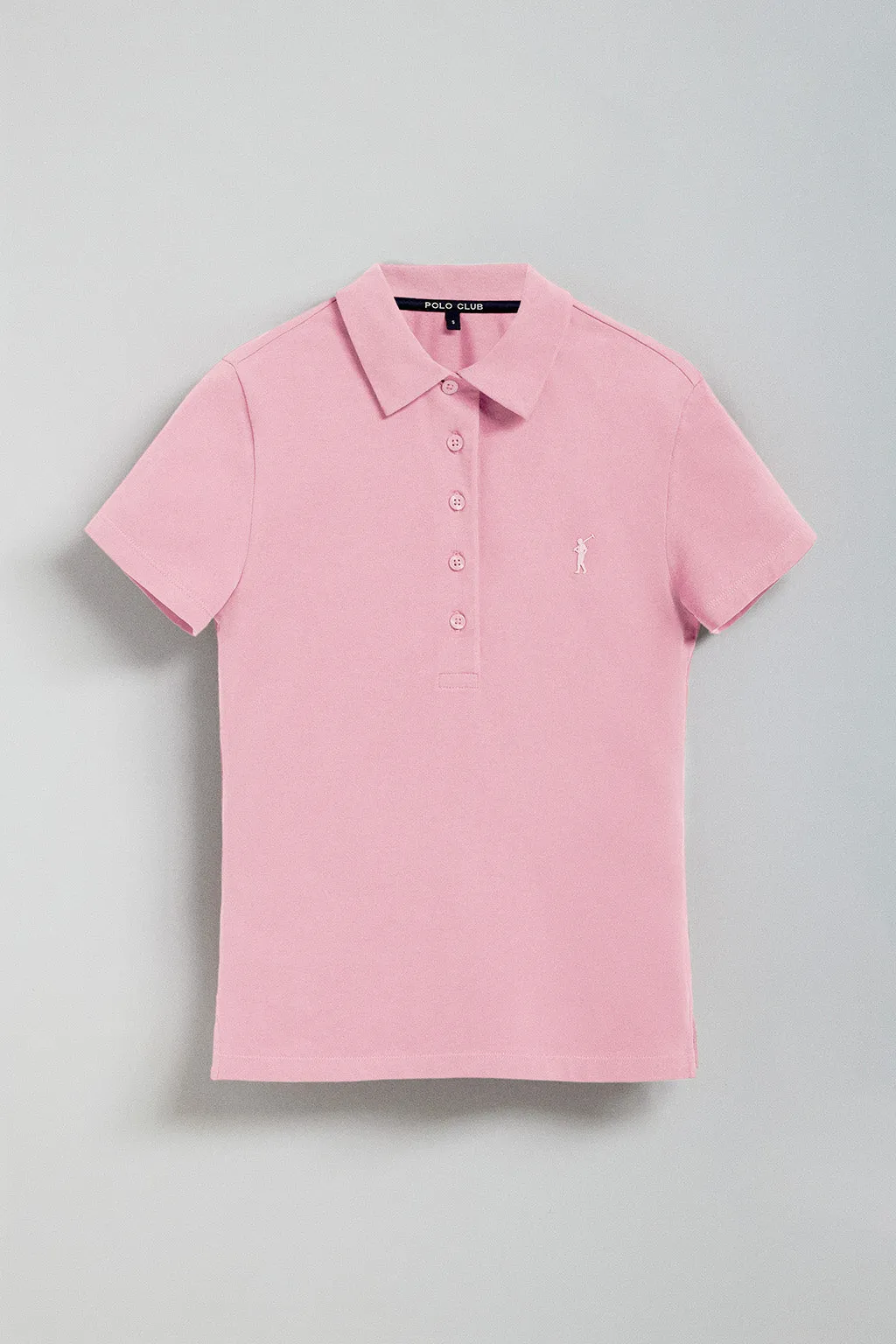 Polo Pereira rosa de cinco botones de mujer con logo engomado Rigby Go