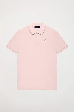 Polo rosa piqué con tapeta de tres botones y logo bordado Rigby Go