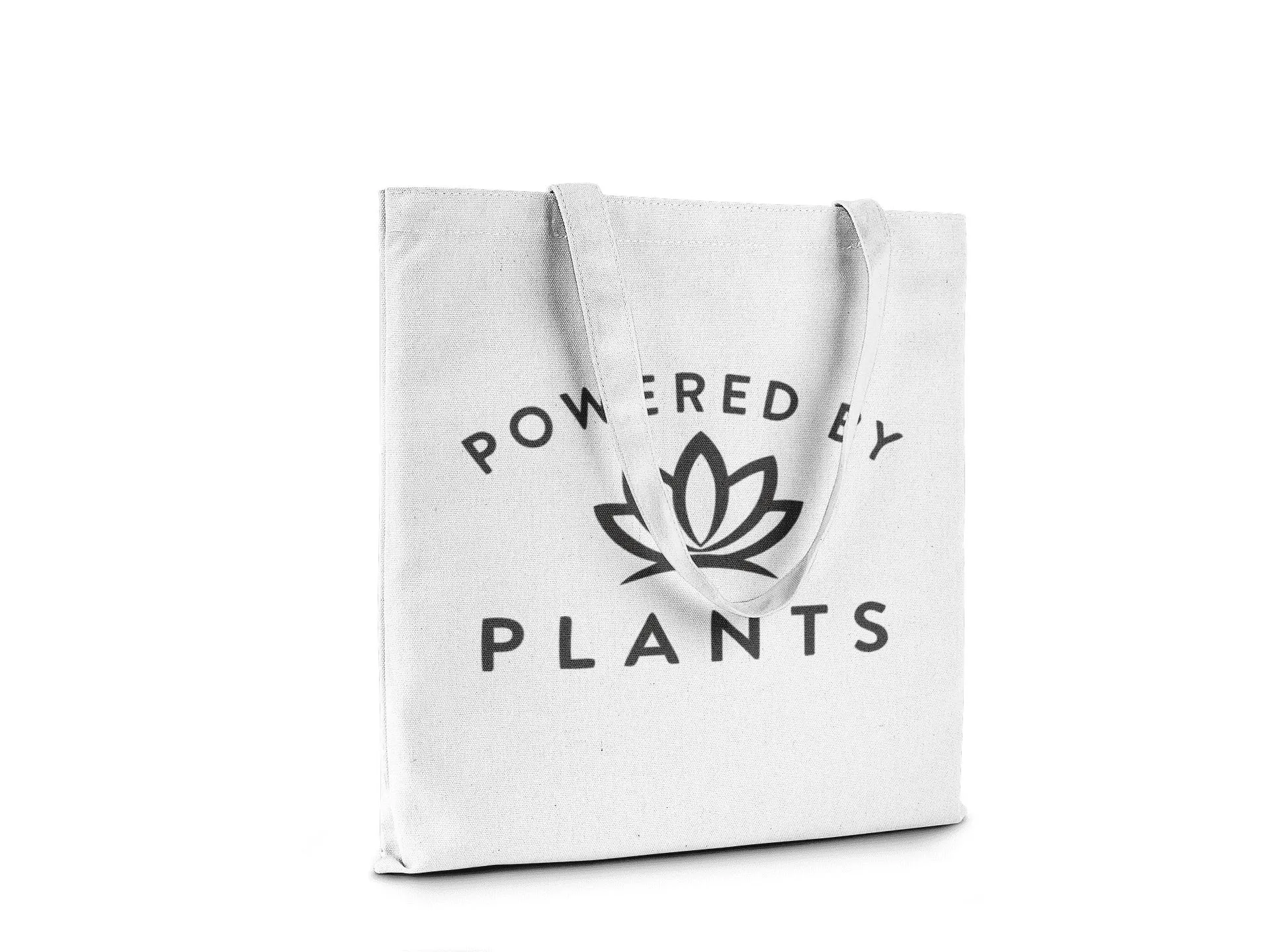 Powered By Plants || Organic Cotton Shoulder Tote Bag