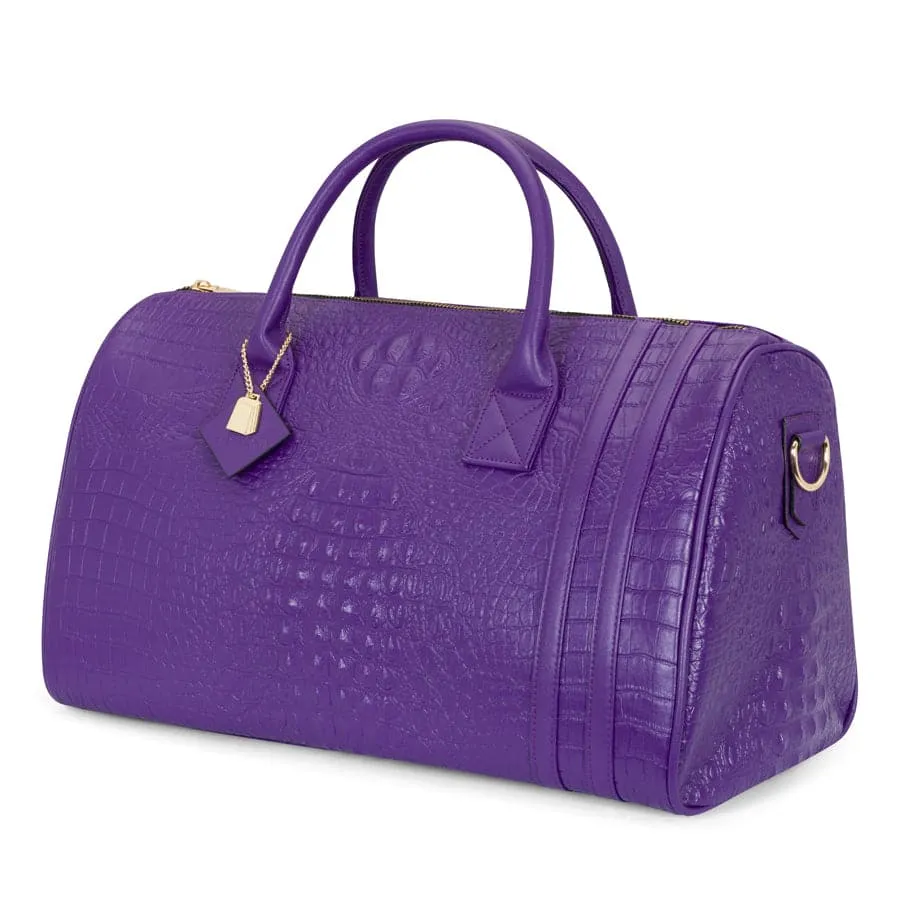 Purple Apollo 2 Faux Crocodile Skin Duffle Bag