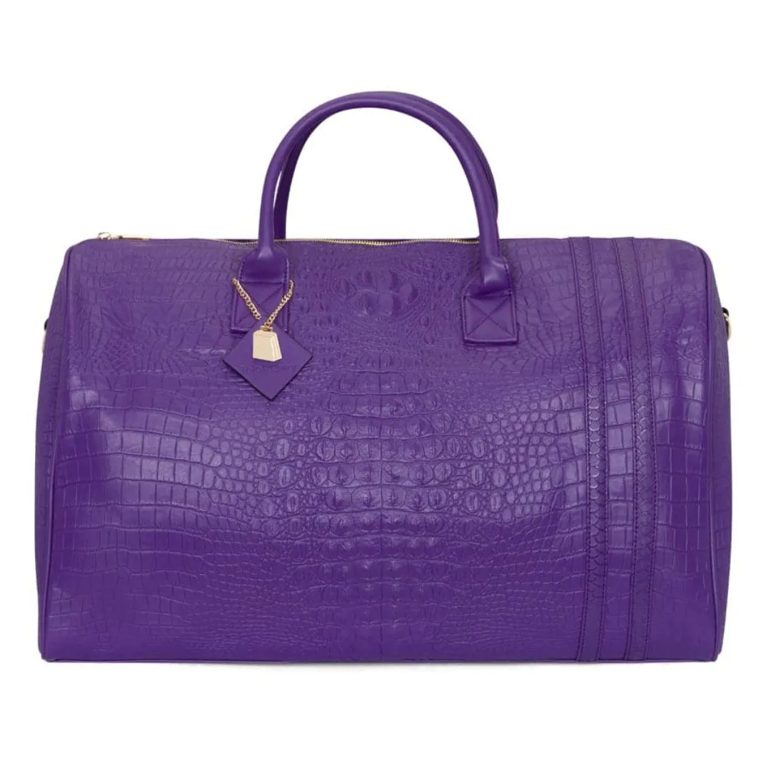 Purple Apollo 2 Faux Crocodile Skin Duffle Bag