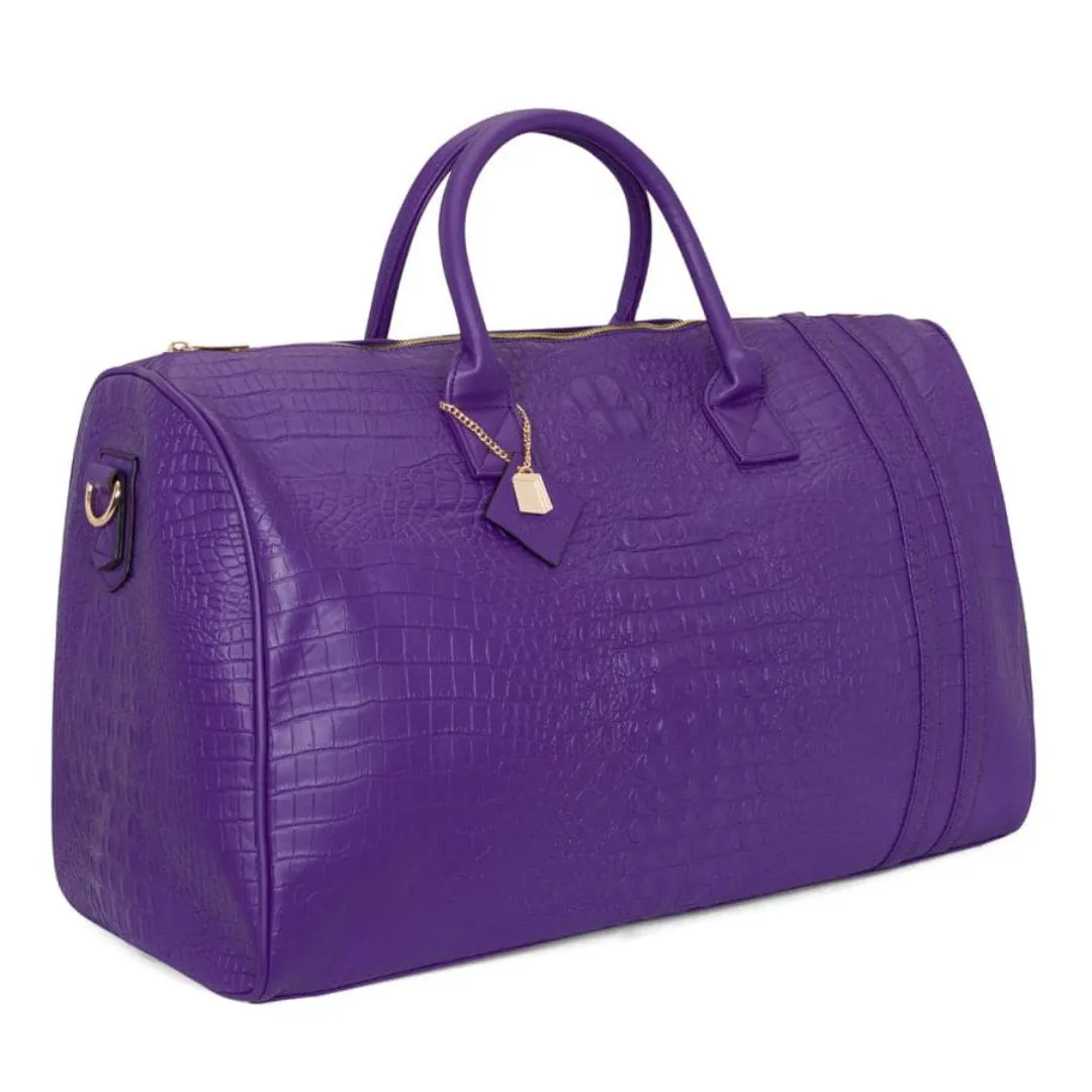 Purple Apollo 2 Faux Crocodile Skin Duffle Bag