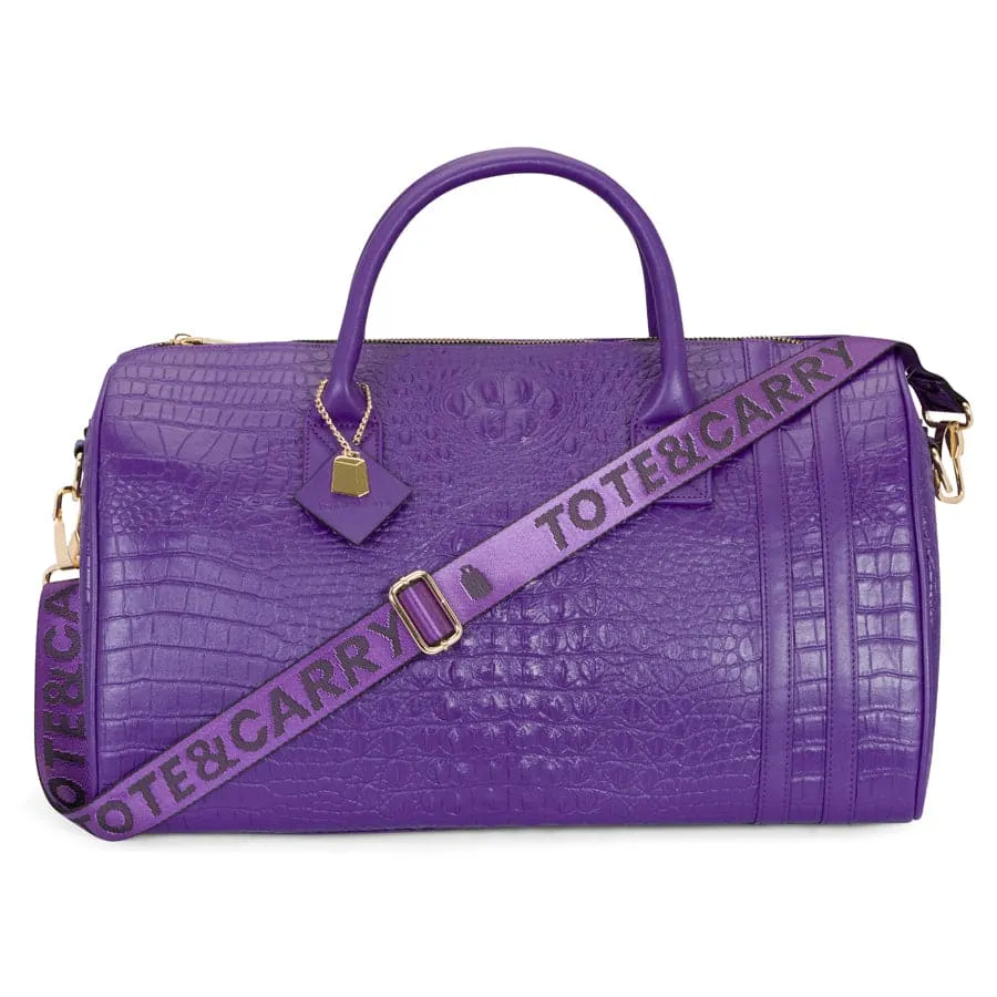 Purple Apollo 2 Faux Crocodile Skin Duffle Bag