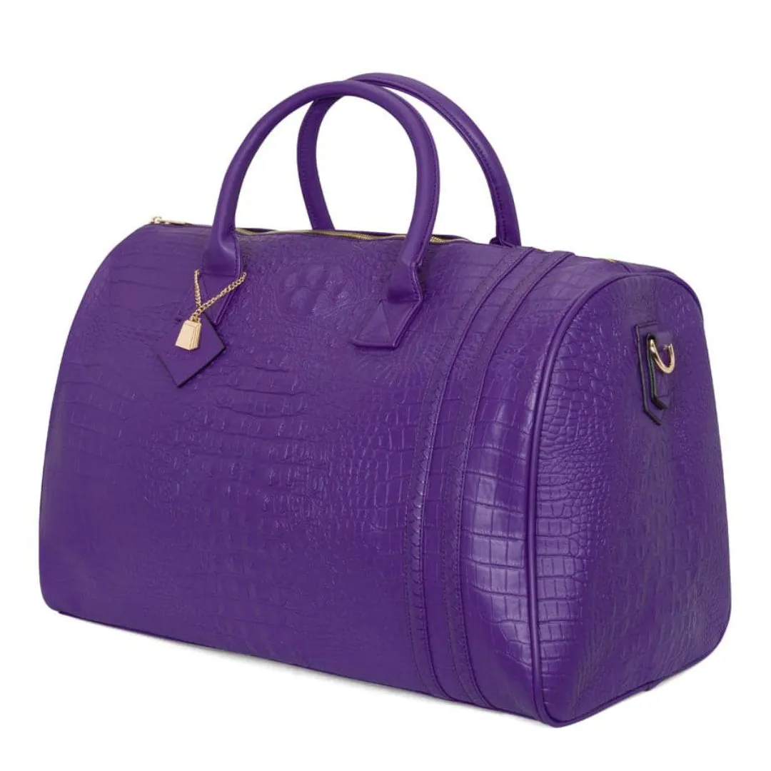 Purple Apollo 2 Faux Crocodile Skin Duffle Bag