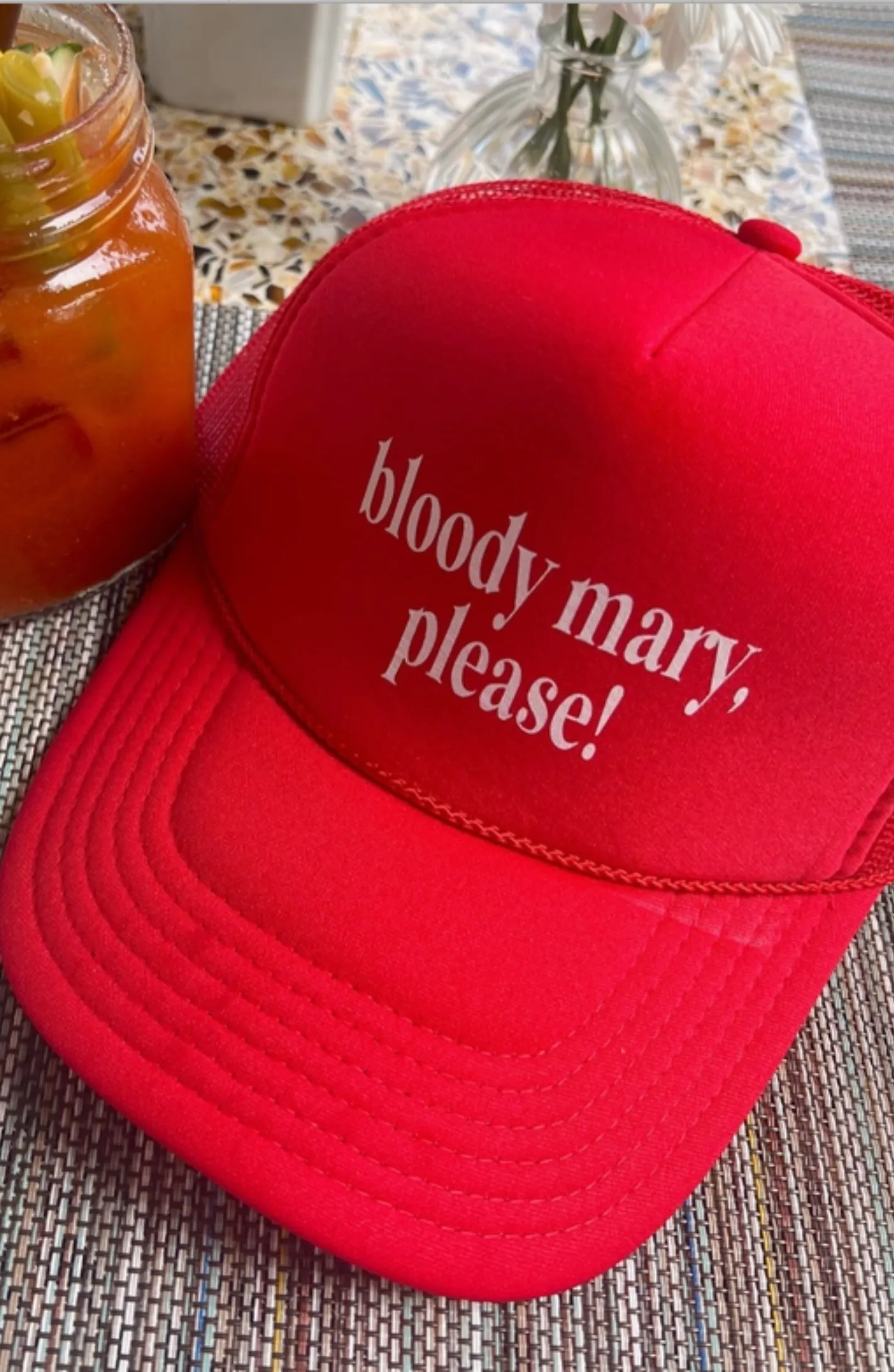 "Bloody Mary, Please" Red Trucker Hat