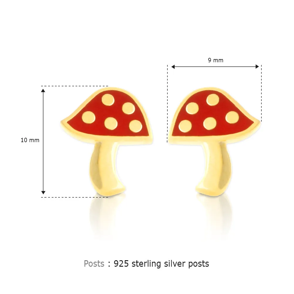 Red Mushroom Stud Earrings