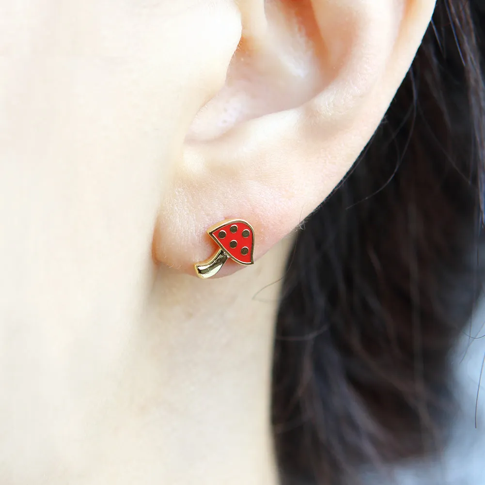 Red Mushroom Stud Earrings