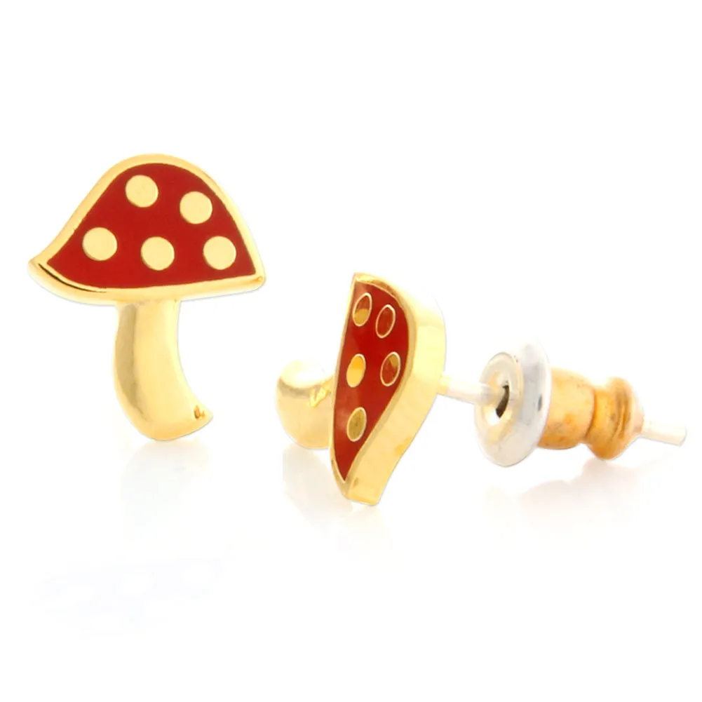 Red Mushroom Stud Earrings