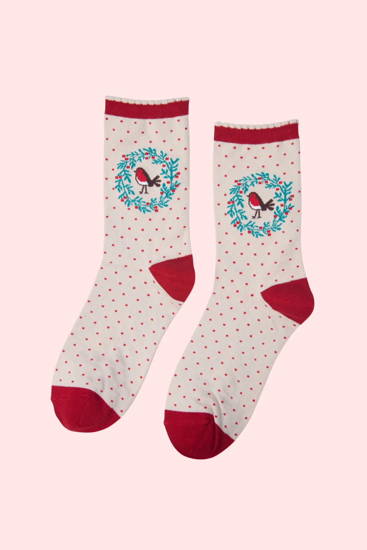 Robin in Garland Print Bamboo Socks