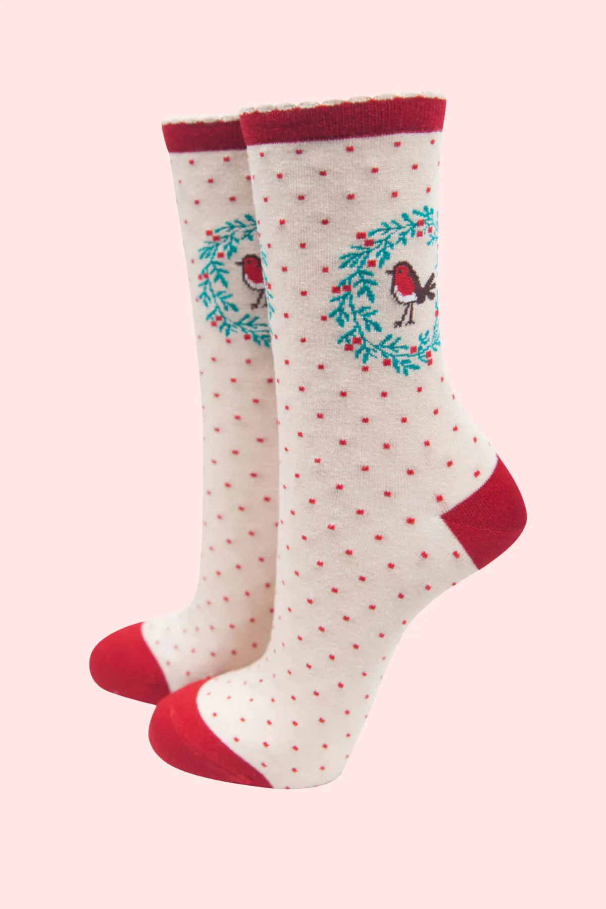 Robin in Garland Print Bamboo Socks