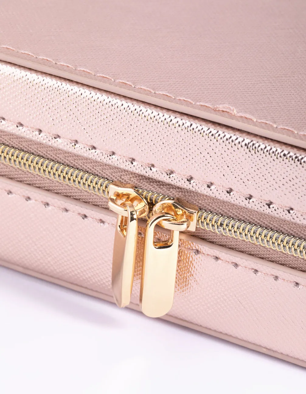 Rose Gold Faux Leather Iridescent Jewellery Box