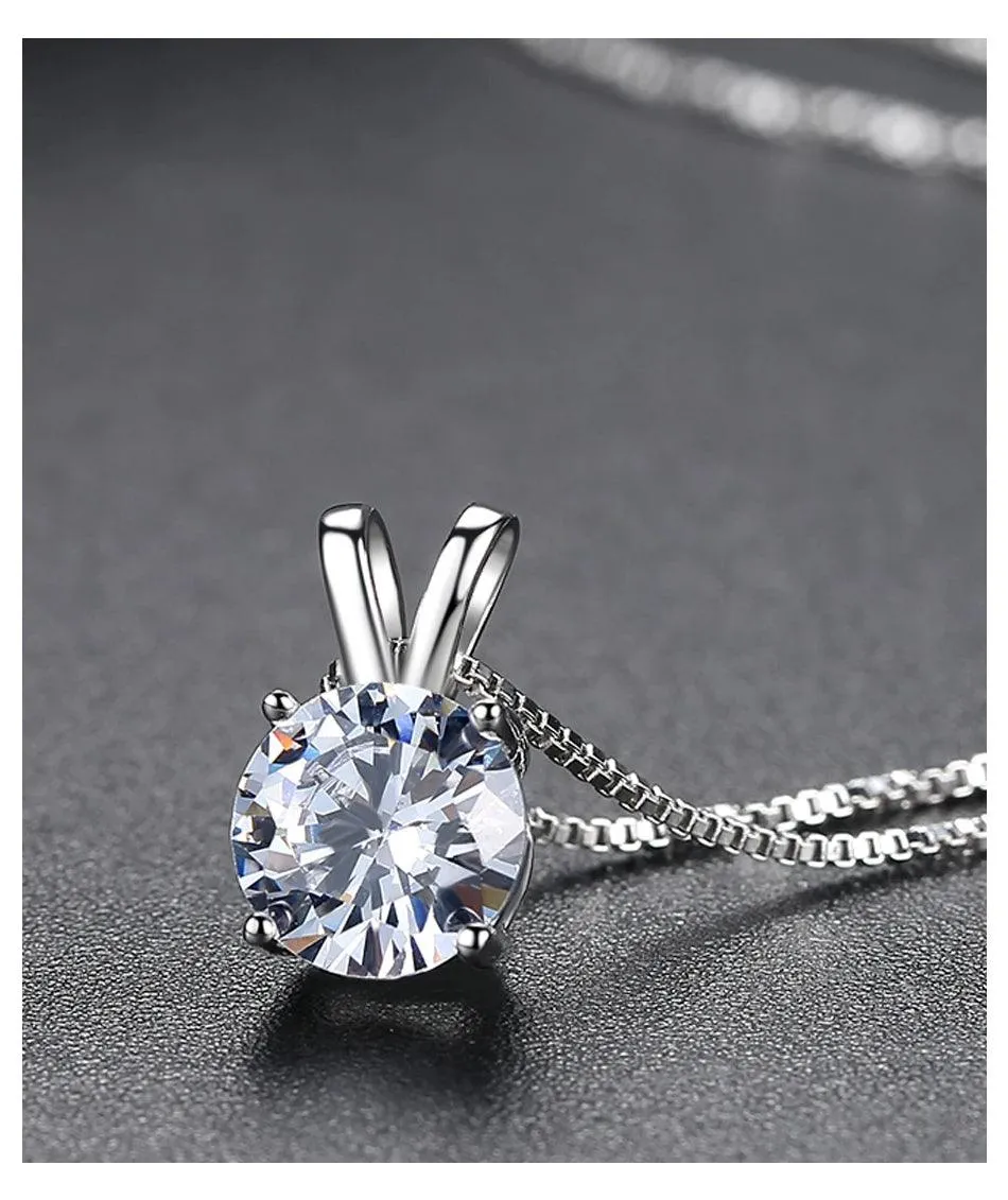 RSP-101 Original Moissanite Solitaire Pendant Necklace in Pure Silver