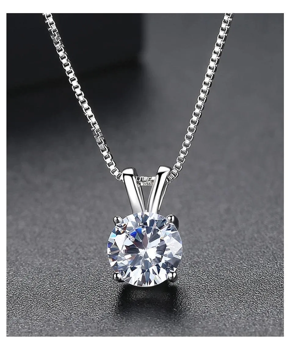 RSP-101 Original Moissanite Solitaire Pendant Necklace in Pure Silver