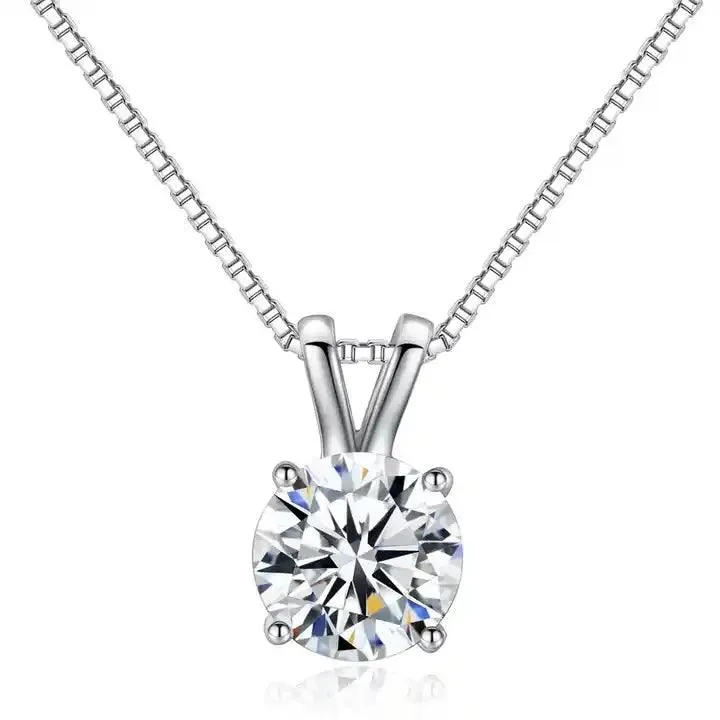 RSP-101 Original Moissanite Solitaire Pendant Necklace in Pure Silver