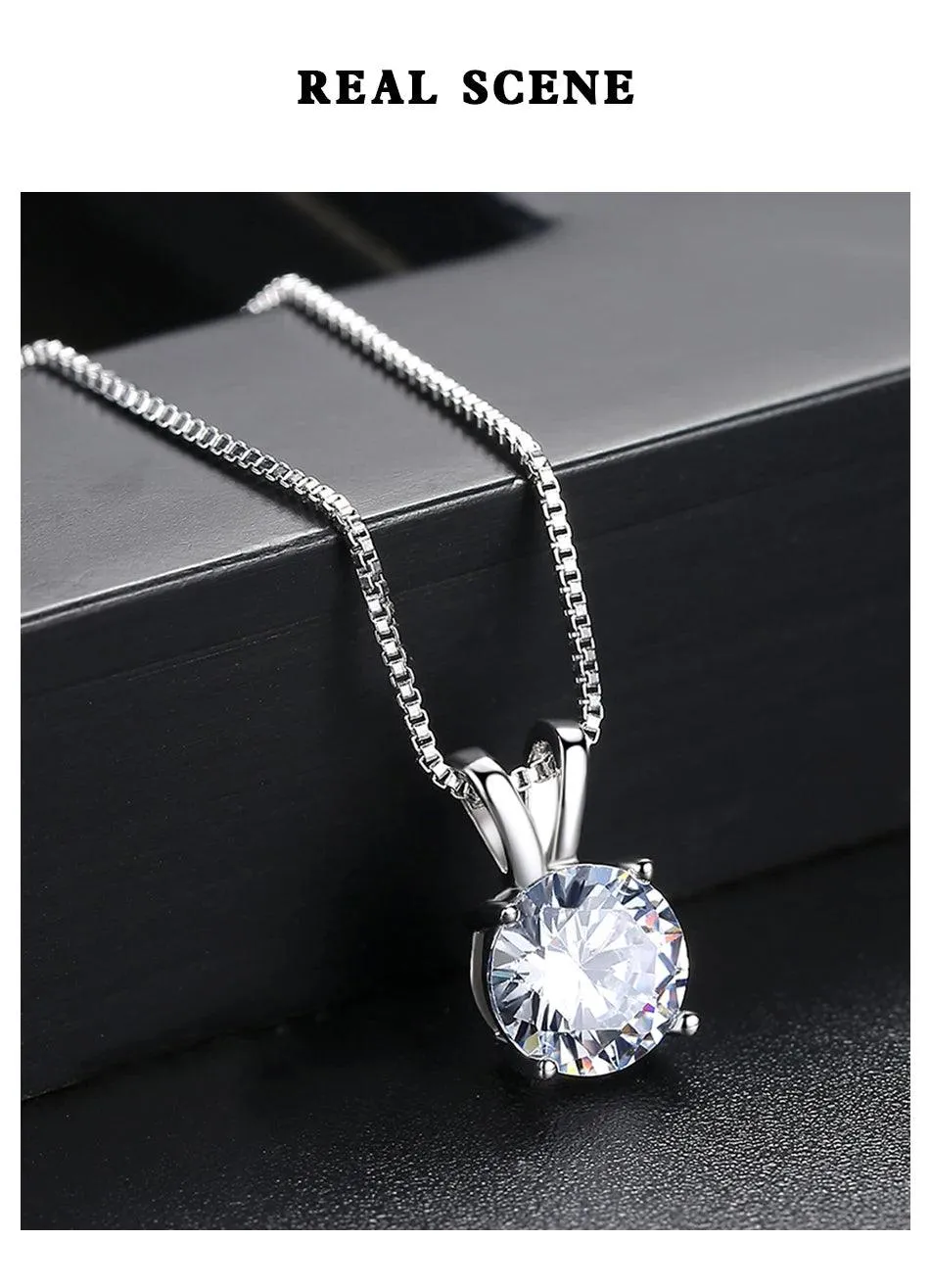 RSP-101 Original Moissanite Solitaire Pendant Necklace in Pure Silver