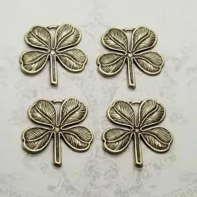 Small Brass 4 Leaf Clover Charms x 4 - 2124WRRAT.