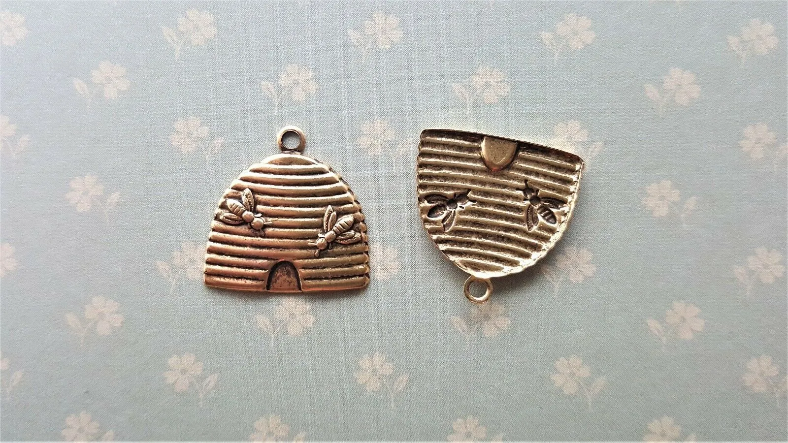 Small Brass Bee Hive Charms x 2 - 5434TC.