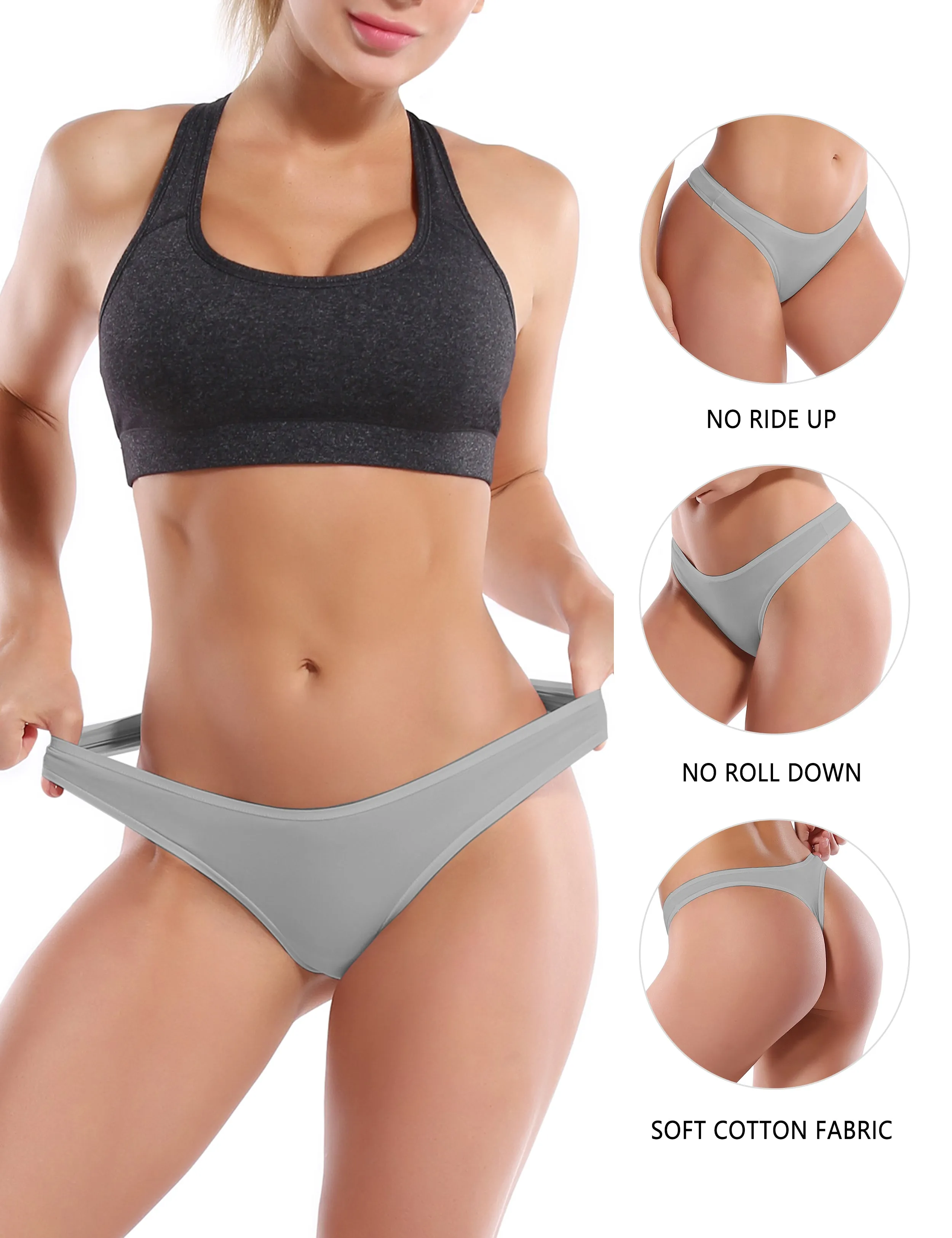 Super Soft Modal Sports Thongs underwear lightgray_yogastudio