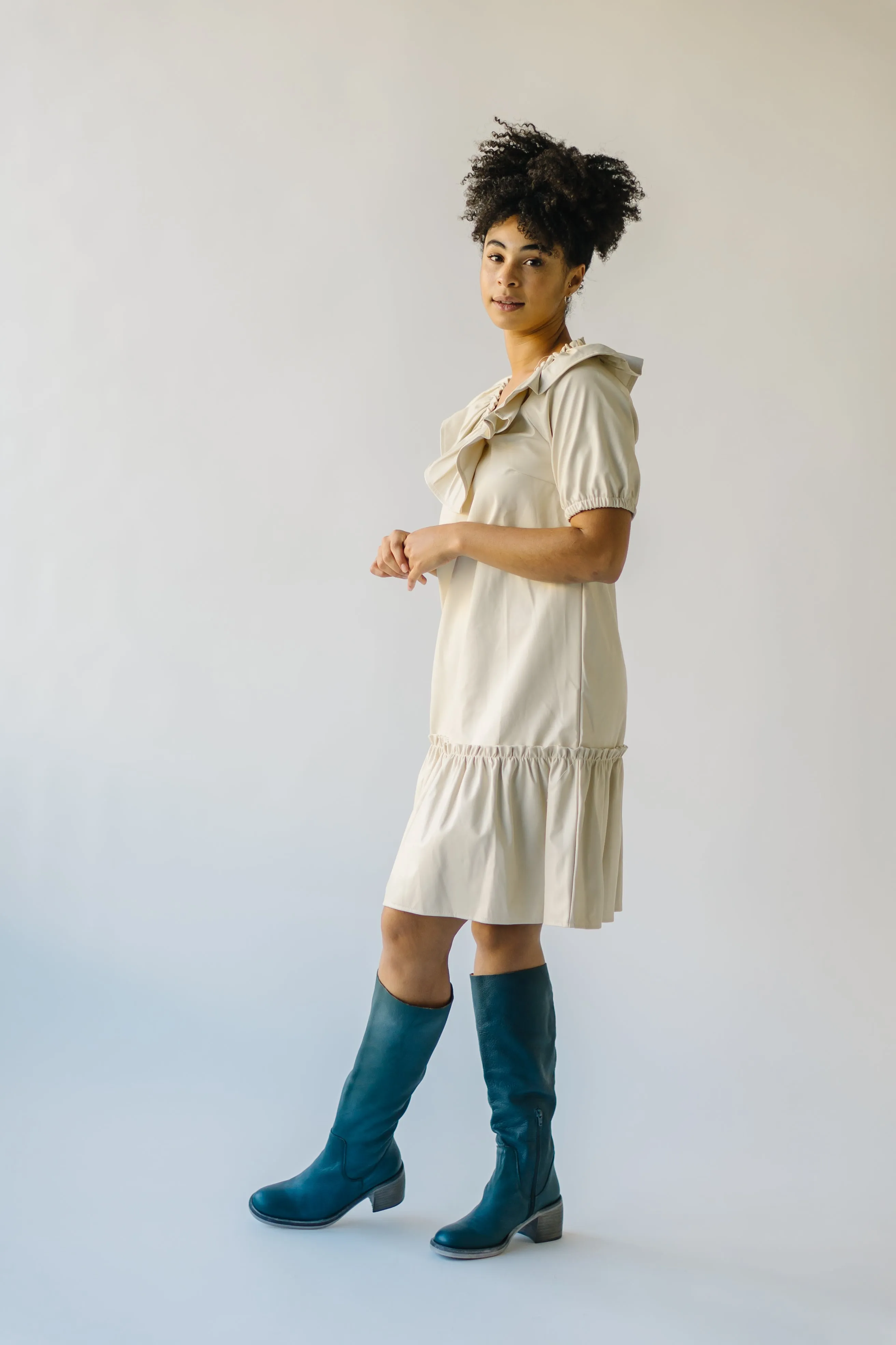 The Pagosa Faux Leather Dress in Cream