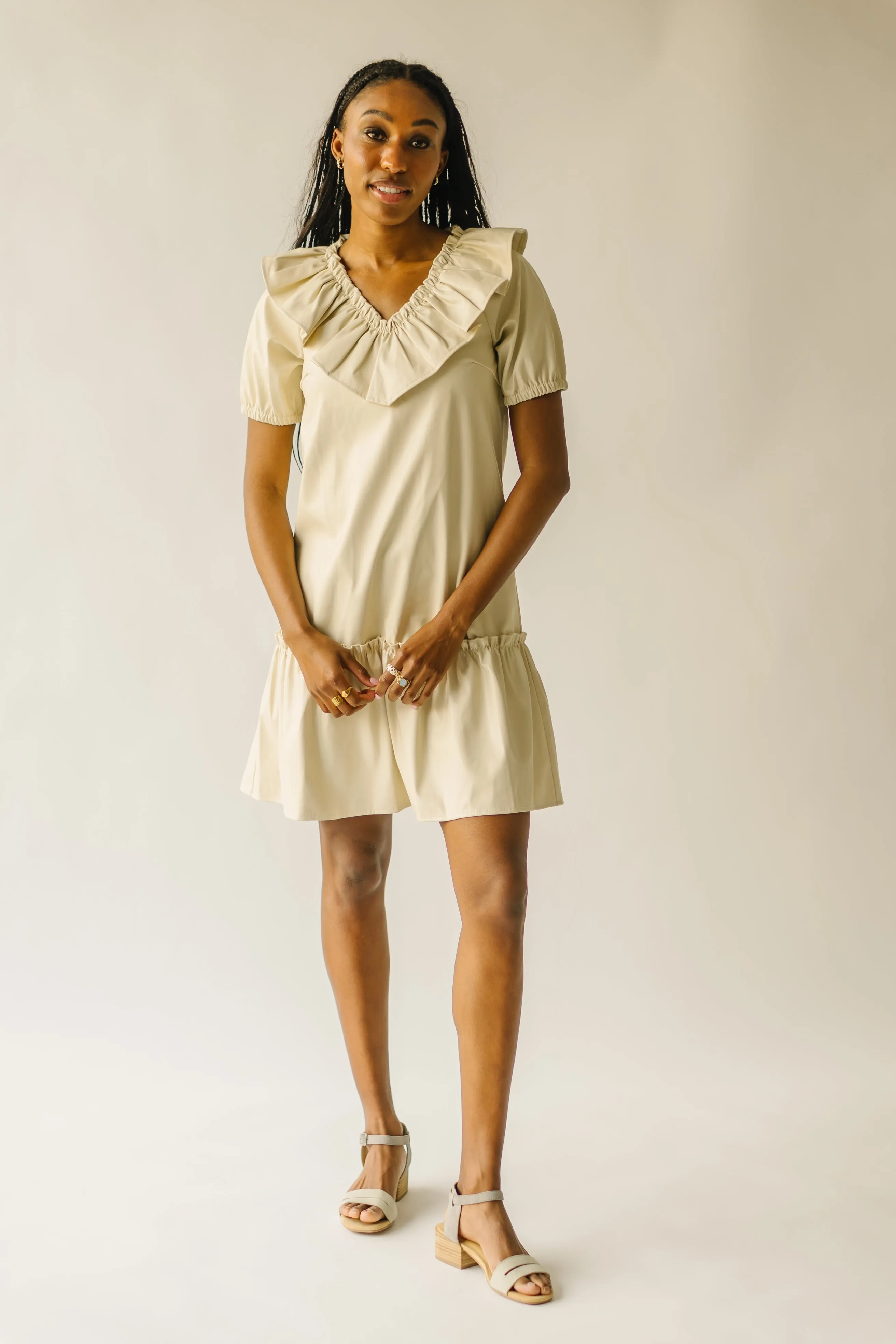 The Pagosa Faux Leather Dress in Cream