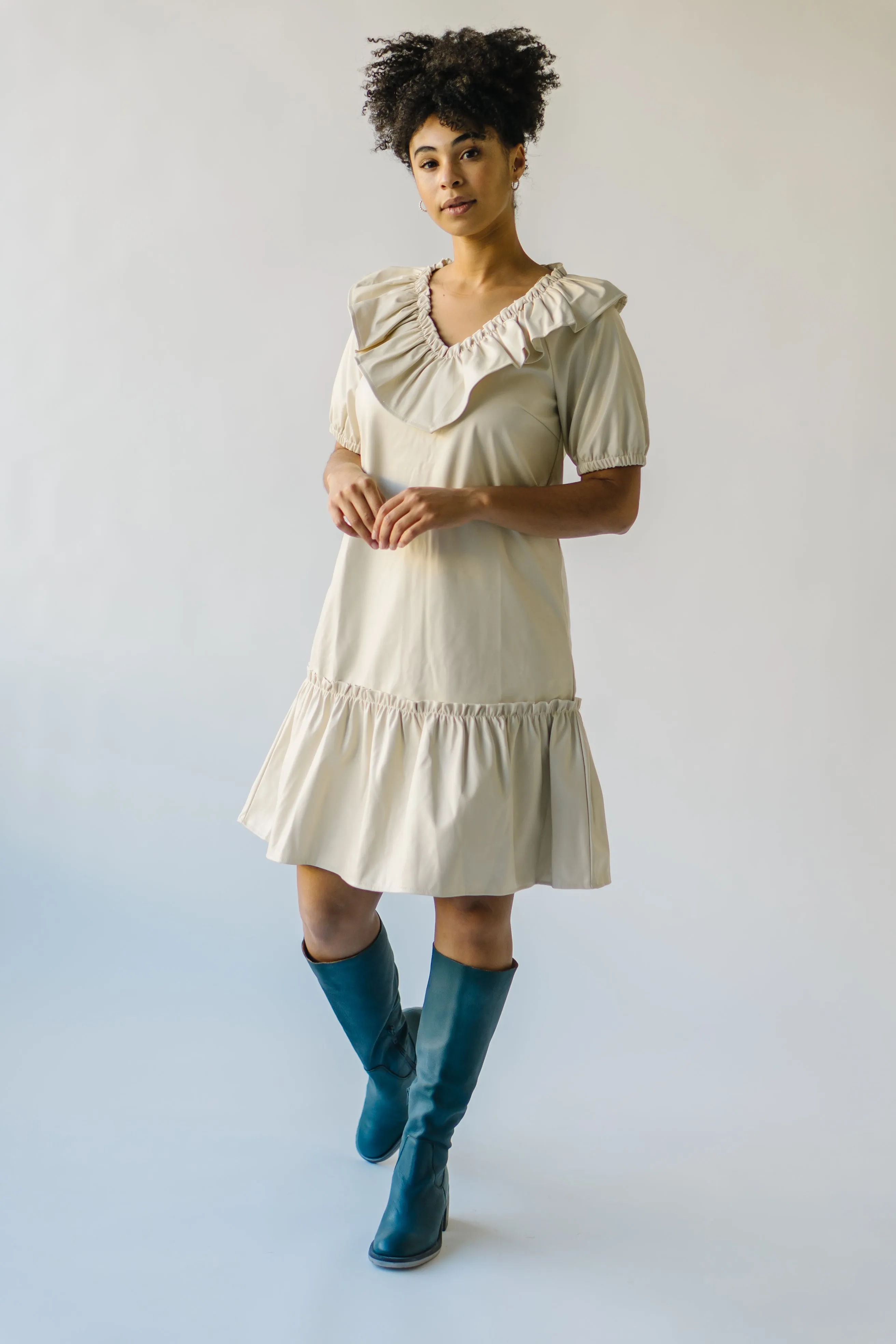 The Pagosa Faux Leather Dress in Cream