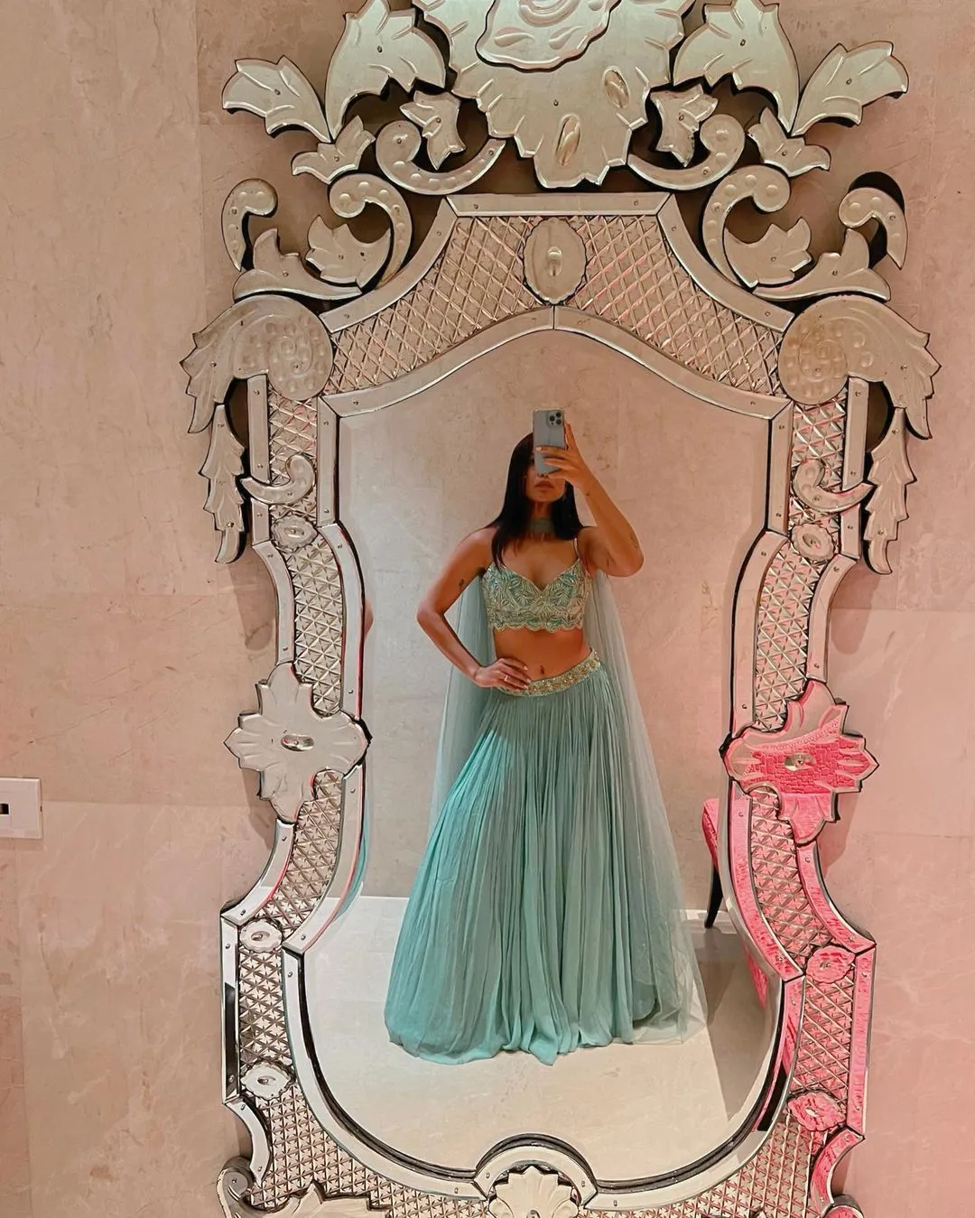 TURQUOISE COLOR  HEAVY QUALITY LEHENGA CHOLI